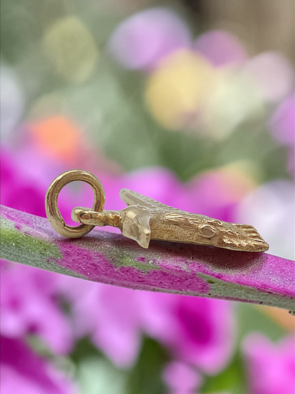 James Avery Solid 14K Yellow Gold Hummingbird Bird Charm Pendant