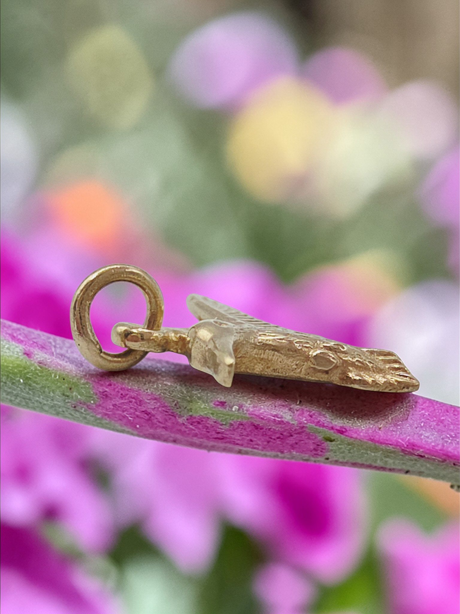 James Avery Solid 14K Yellow Gold Hummingbird Bird Charm Pendant