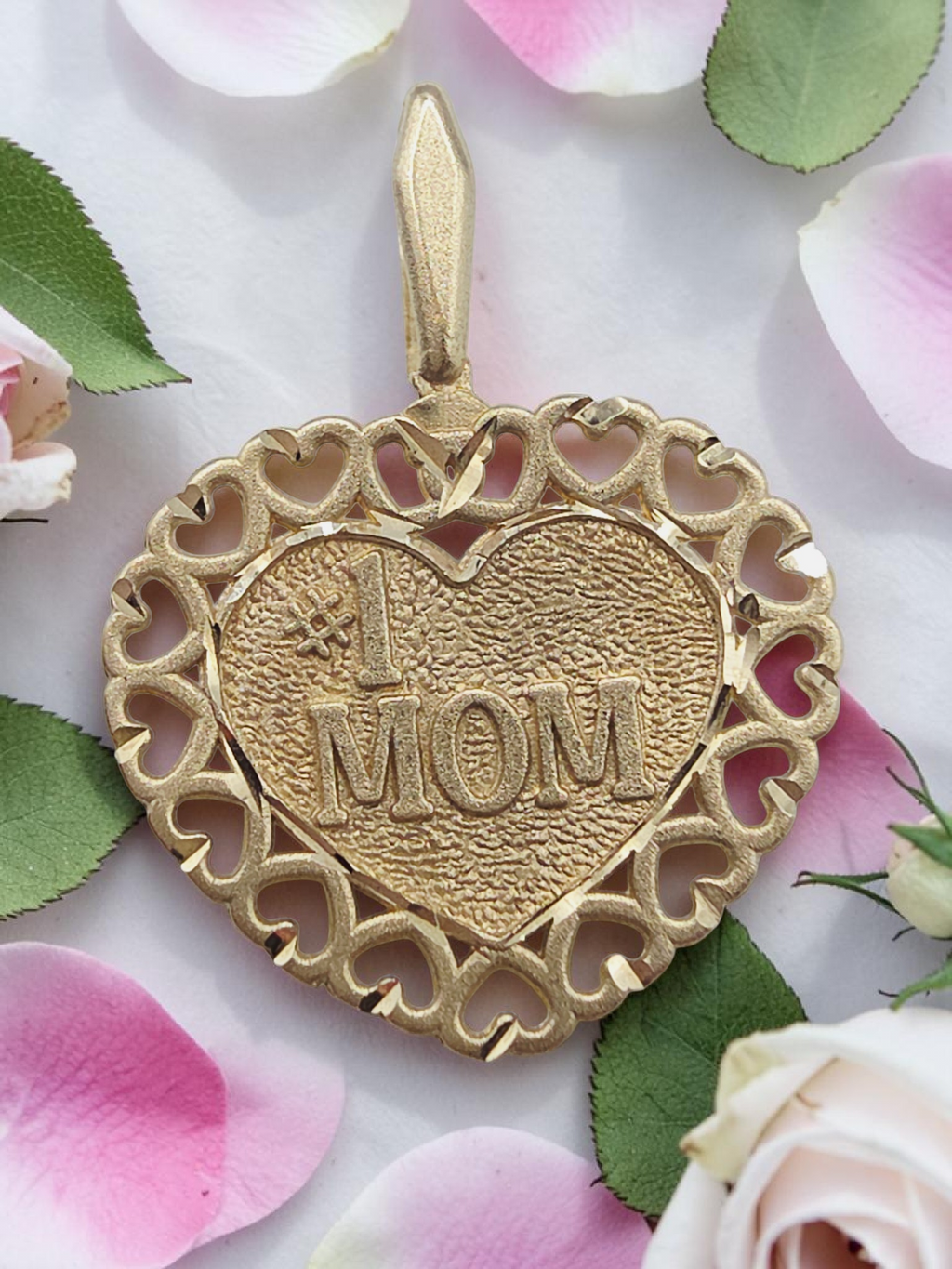 Michael Anthony Solid 14K Yellow Gold #1 Mom Mothers Day Heart Pendant