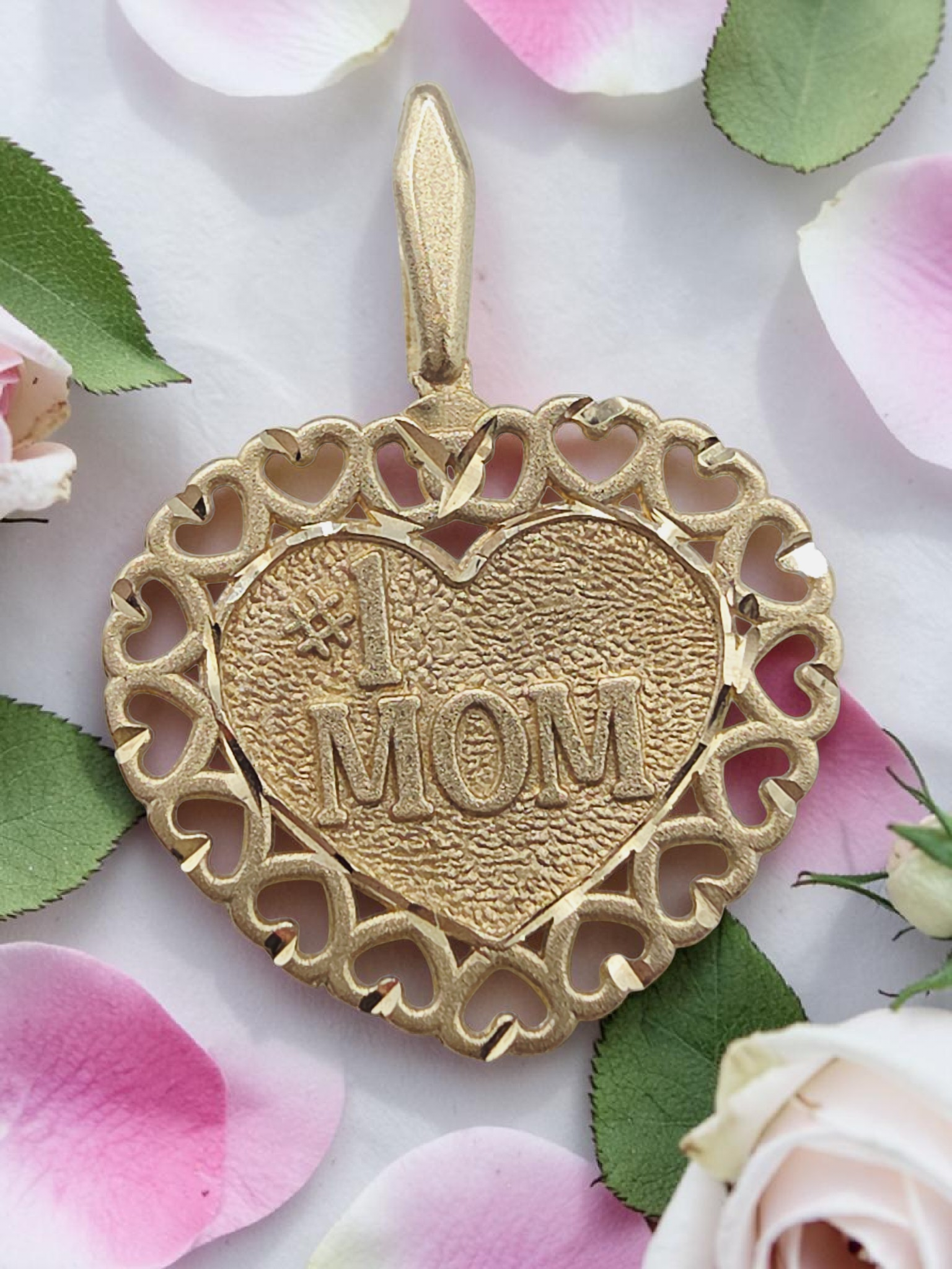 Michael Anthony Solid 14K Yellow Gold #1 Mom Mothers Day Heart Pendant