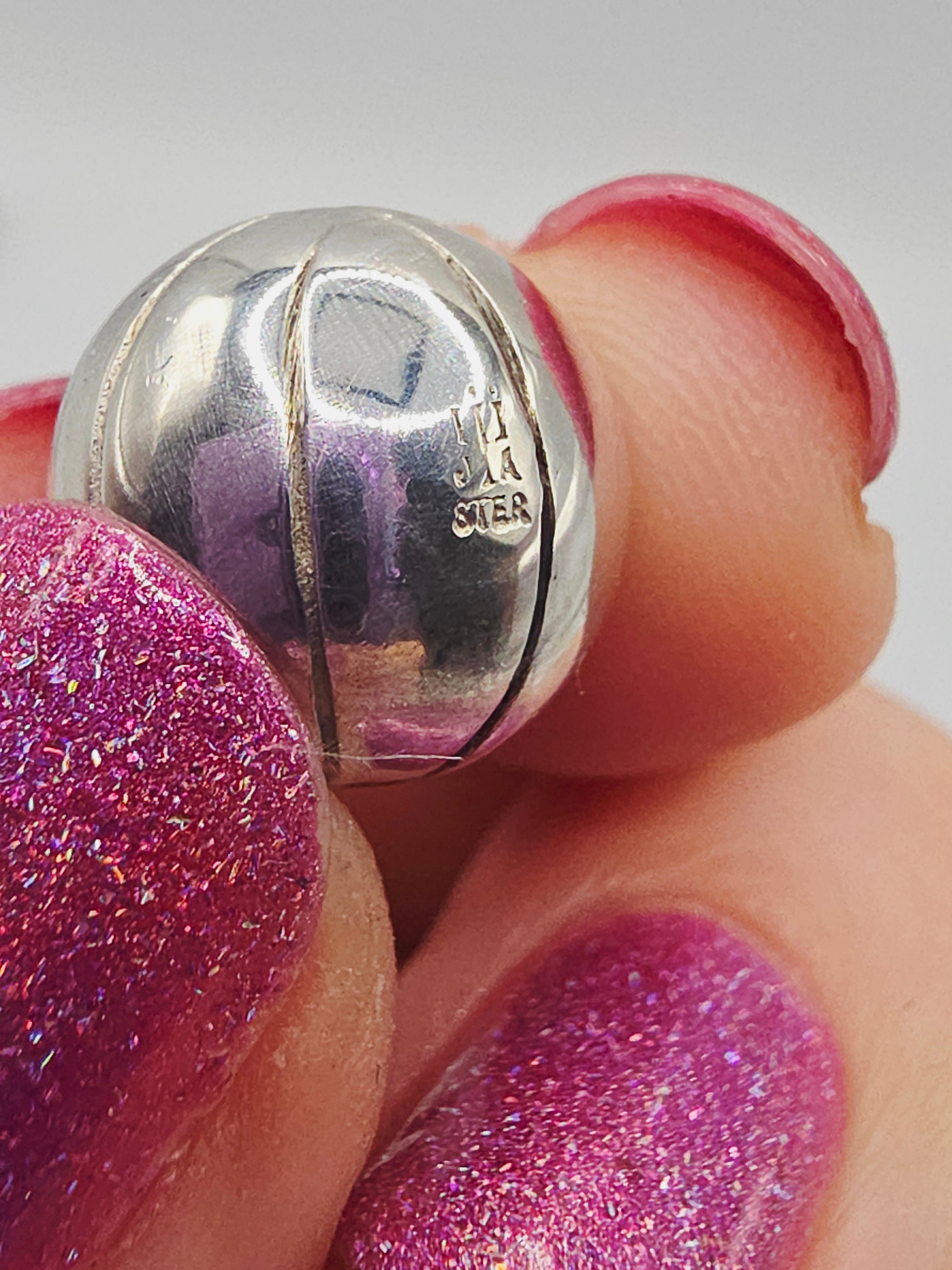 RETIRED James Avery 3D Basketball Sterling Silver Sports Charm Pendant