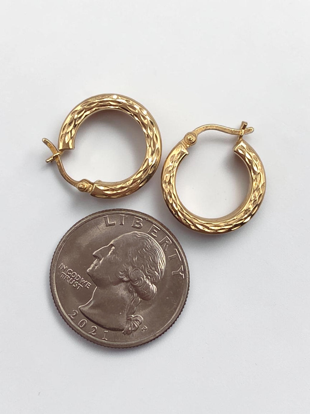 Michael Anthony Solid 14K Yellow Gold Diamond Cut Hoop Earrings Israel