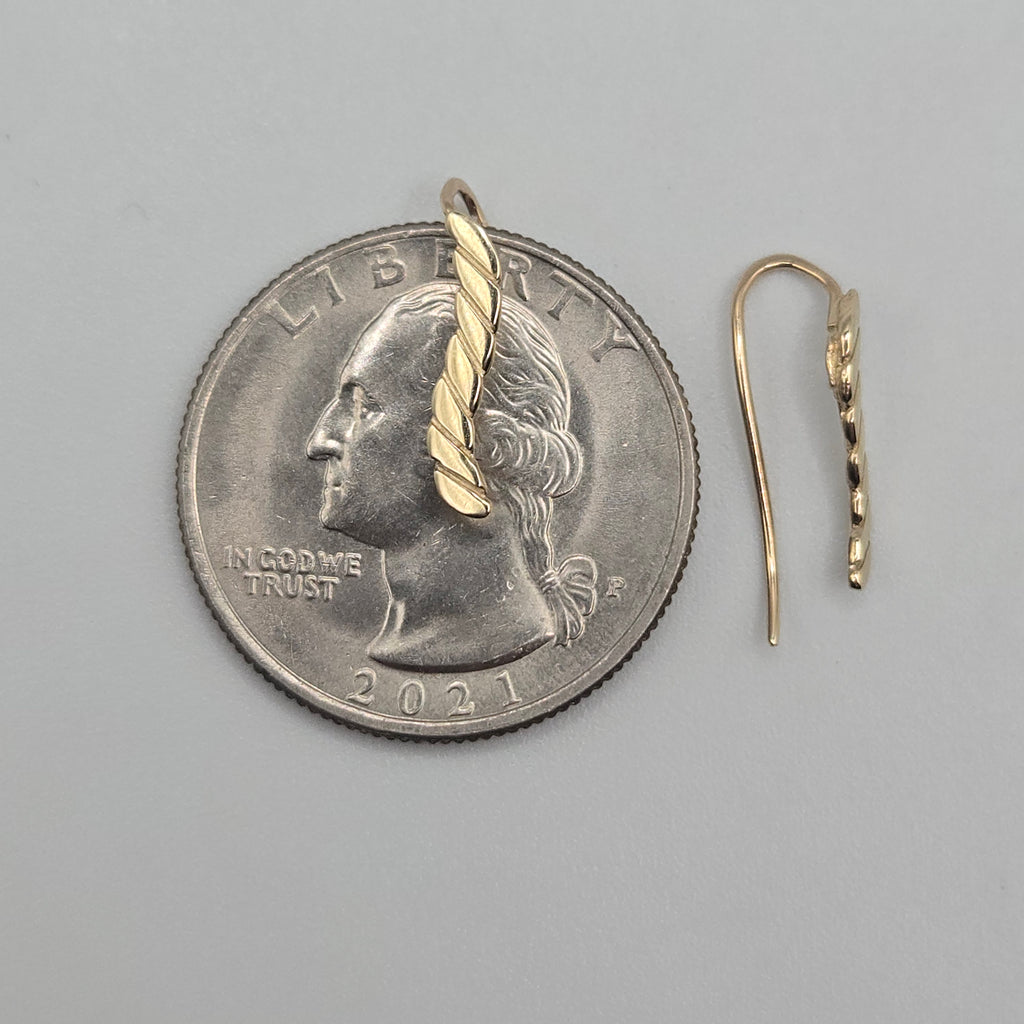 Solid 14K Yellow Gold Leaf Ear Climber Crawler Earrings Minimalist