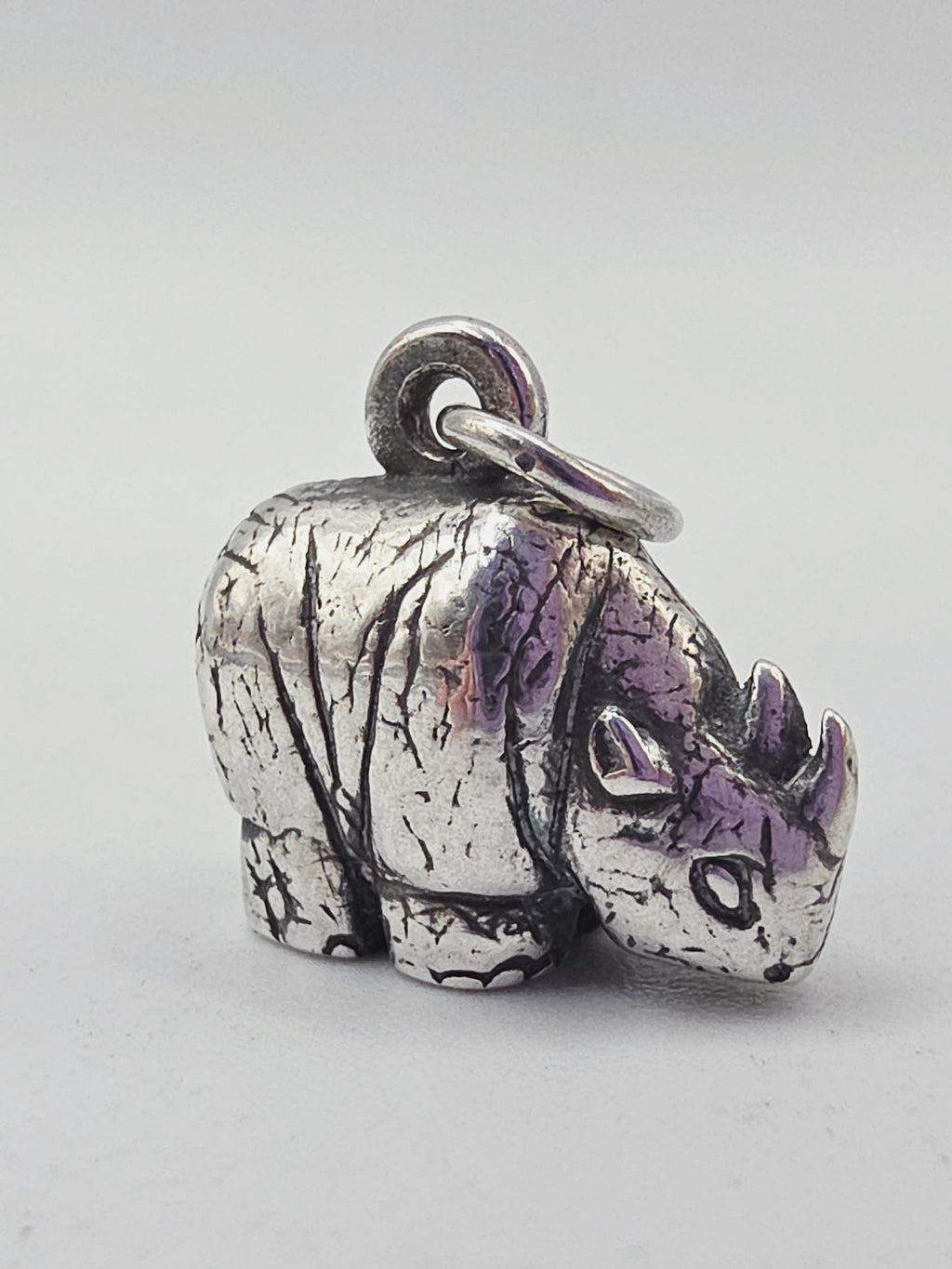 RETIRED James Avery 3D Rhino 925 Sterling Silver Wildlife Animal Charm Pendant