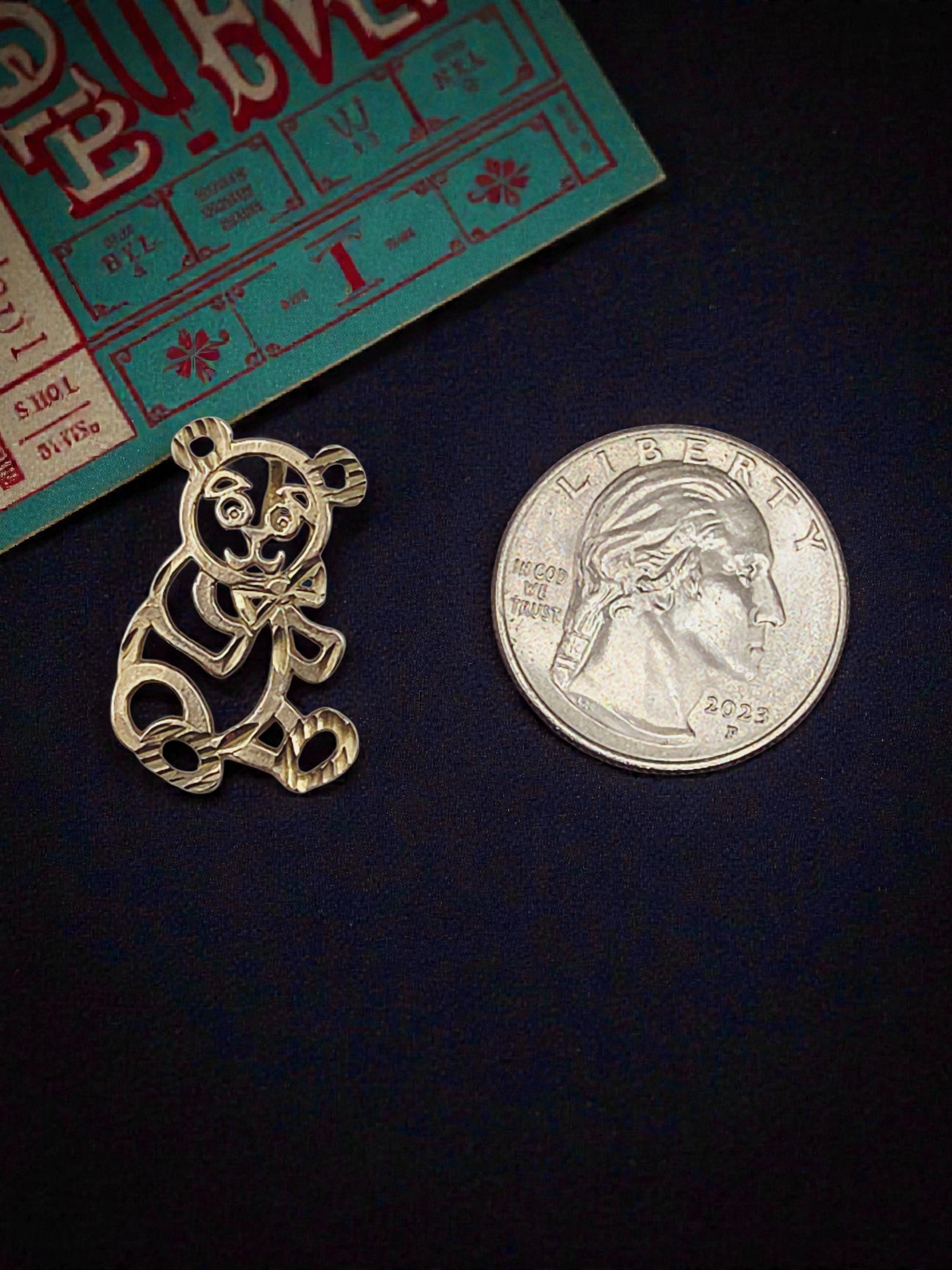 Michael Anthony Solid 14K Yellow Gold Teddy Bear Panda Necklace Pendant