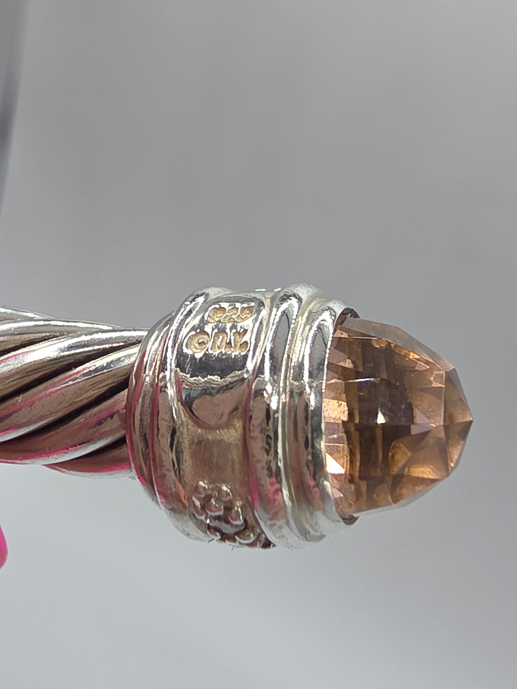David Yurman Sterling Silver Cable Bracelet with Morganite & Diamonds - Medium