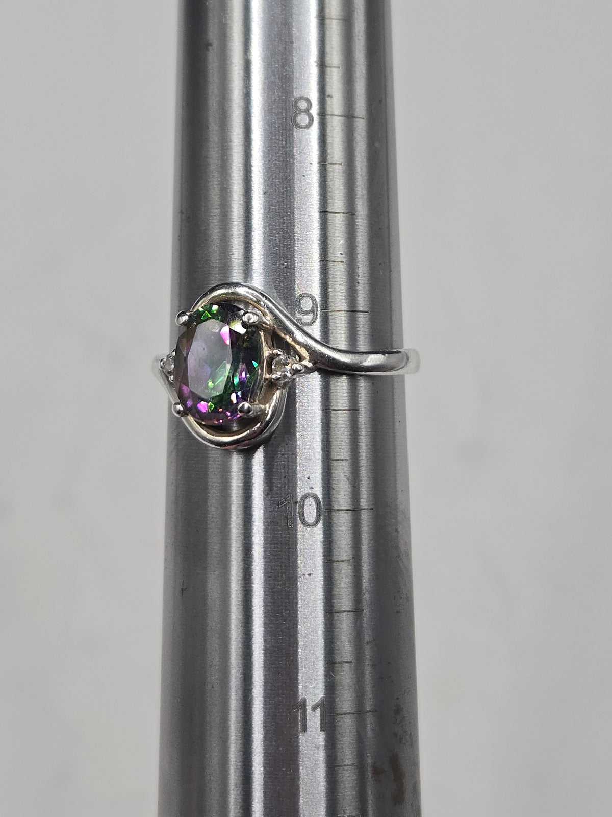 Vintage Avon NV 925 Sterling Silver Mystic Topaz Bypass Ring - Size 9.25