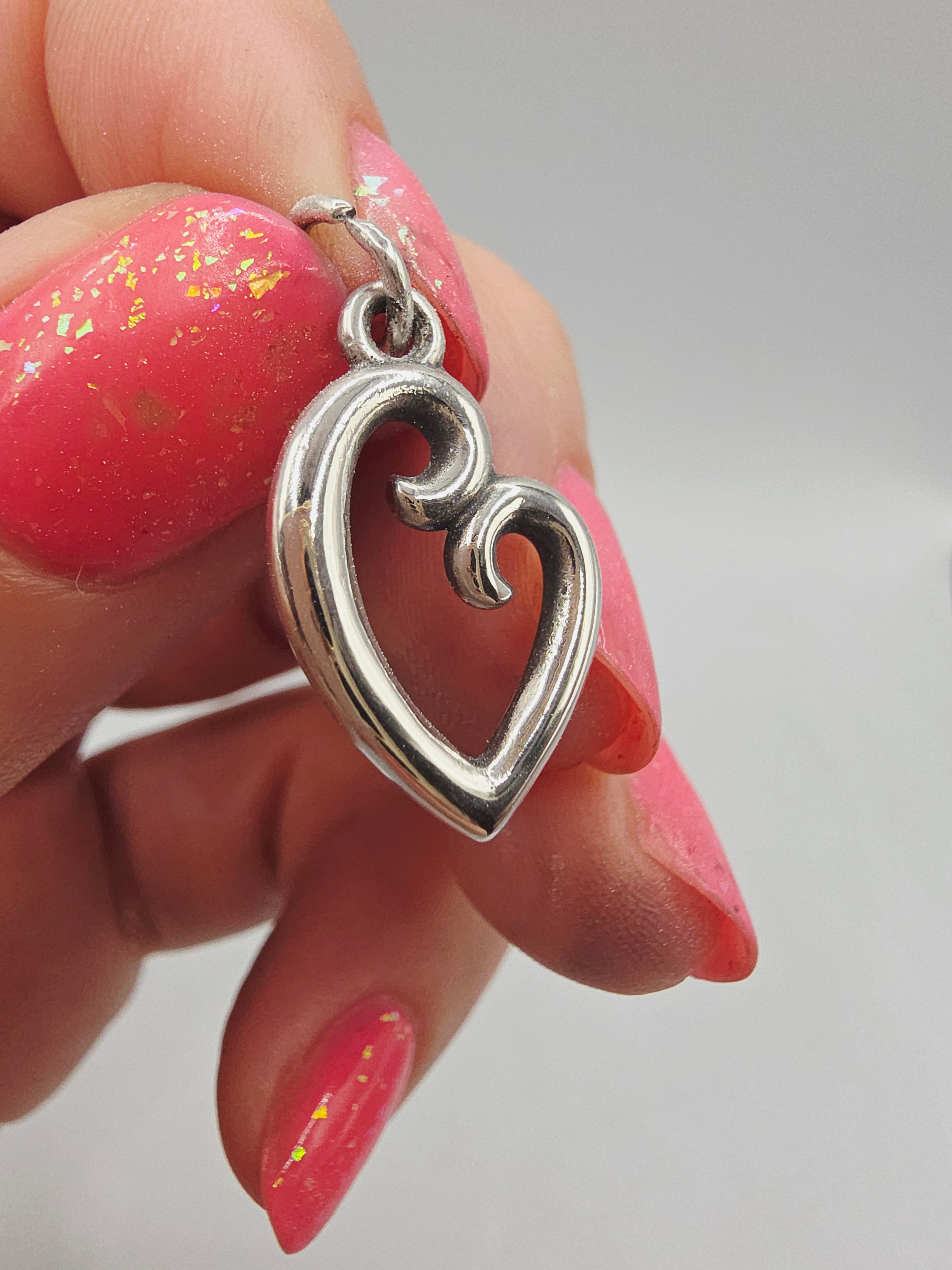 James Avery Mother’s Love 925 Sterling Silver Open Heart Charm Pendant