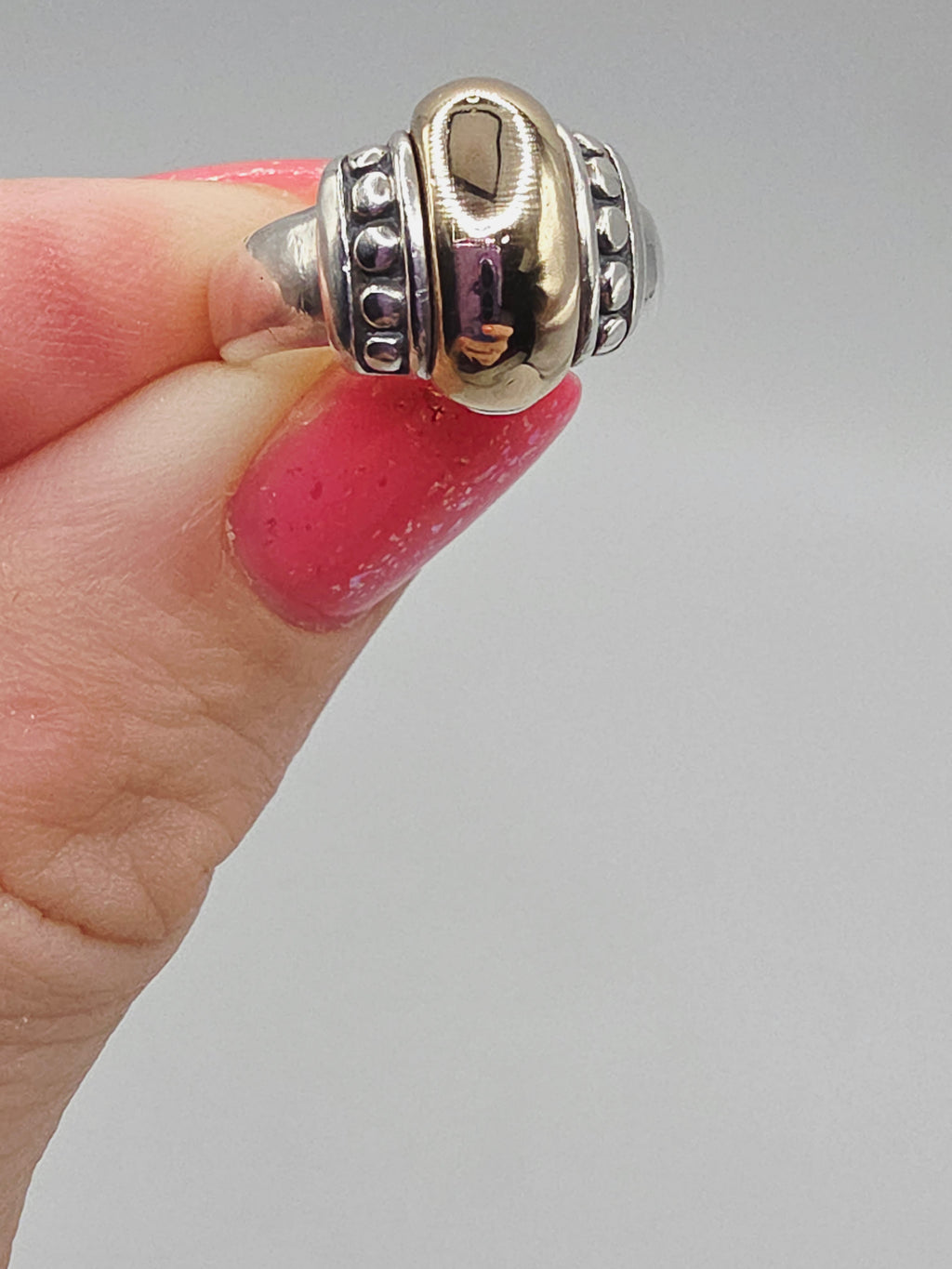RETIRED James Avery Sterling Silver Beaded Ring with Solid 14K Gold Dome - 4.75