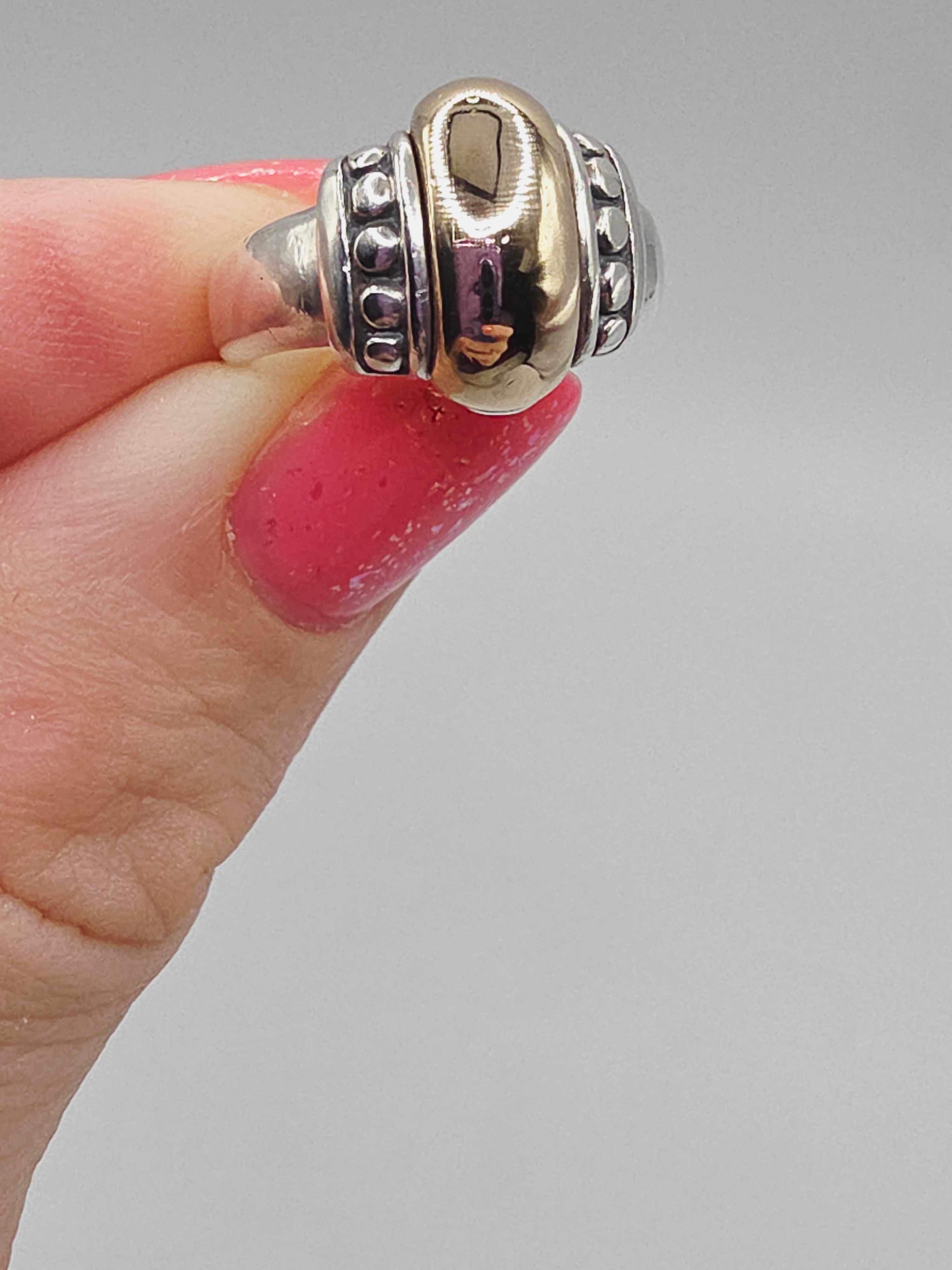 RETIRED James Avery Sterling Silver Beaded Ring with Solid 14K Gold Dome - 4.75