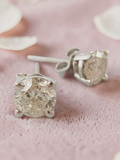 Solid 14K White Gold Diamond Stud Earrings Round Brilliant