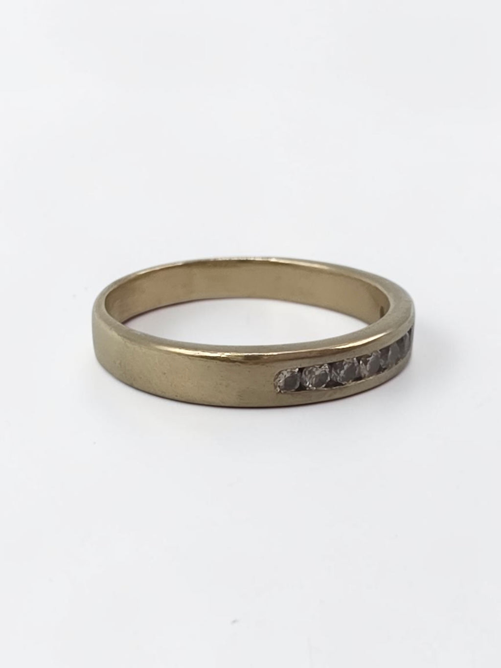 Solid 14K Yellow Gold 9 Diamond Channel Set Stackable Ring - Size 9