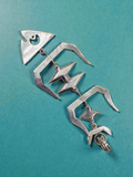 925 Sterling Silver Articulating Fish Bones Necklace Pendant - 4 Inches