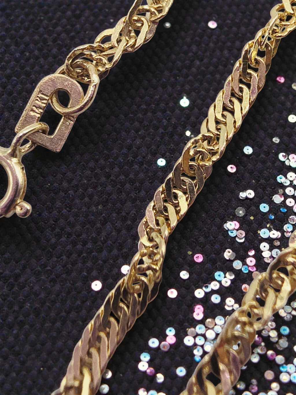 Solid 14K Yellow Gold Twist Curb Chain Ankle Bracelet - 9 Inch (Long)