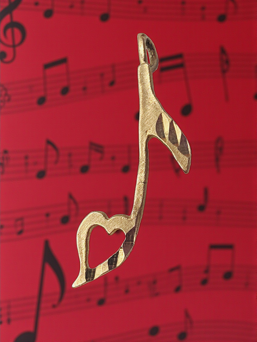 Michael Anthony Solid 14K Yellow Gold Music Note with Heart Necklace Pendant