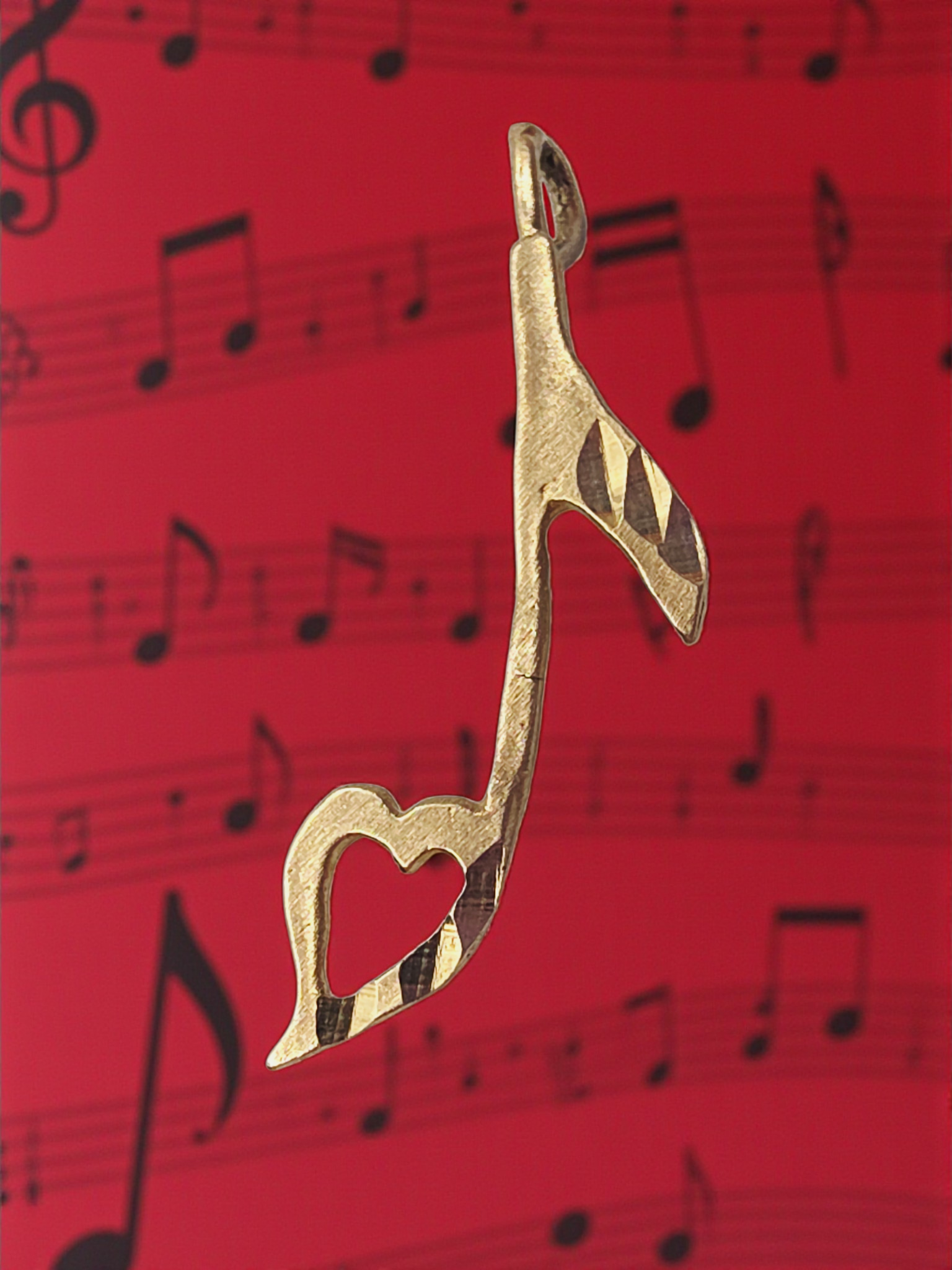 Michael Anthony Solid 14K Yellow Gold Music Note with Heart Necklace Pendant