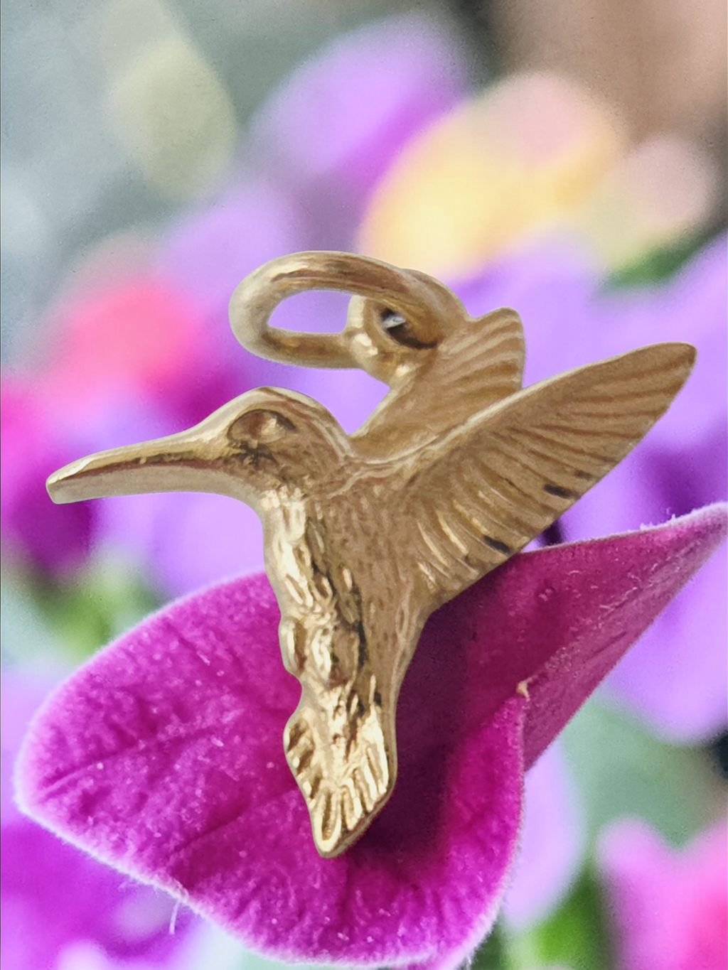 James Avery Solid 14K Yellow Gold Hummingbird Bird Charm Pendant