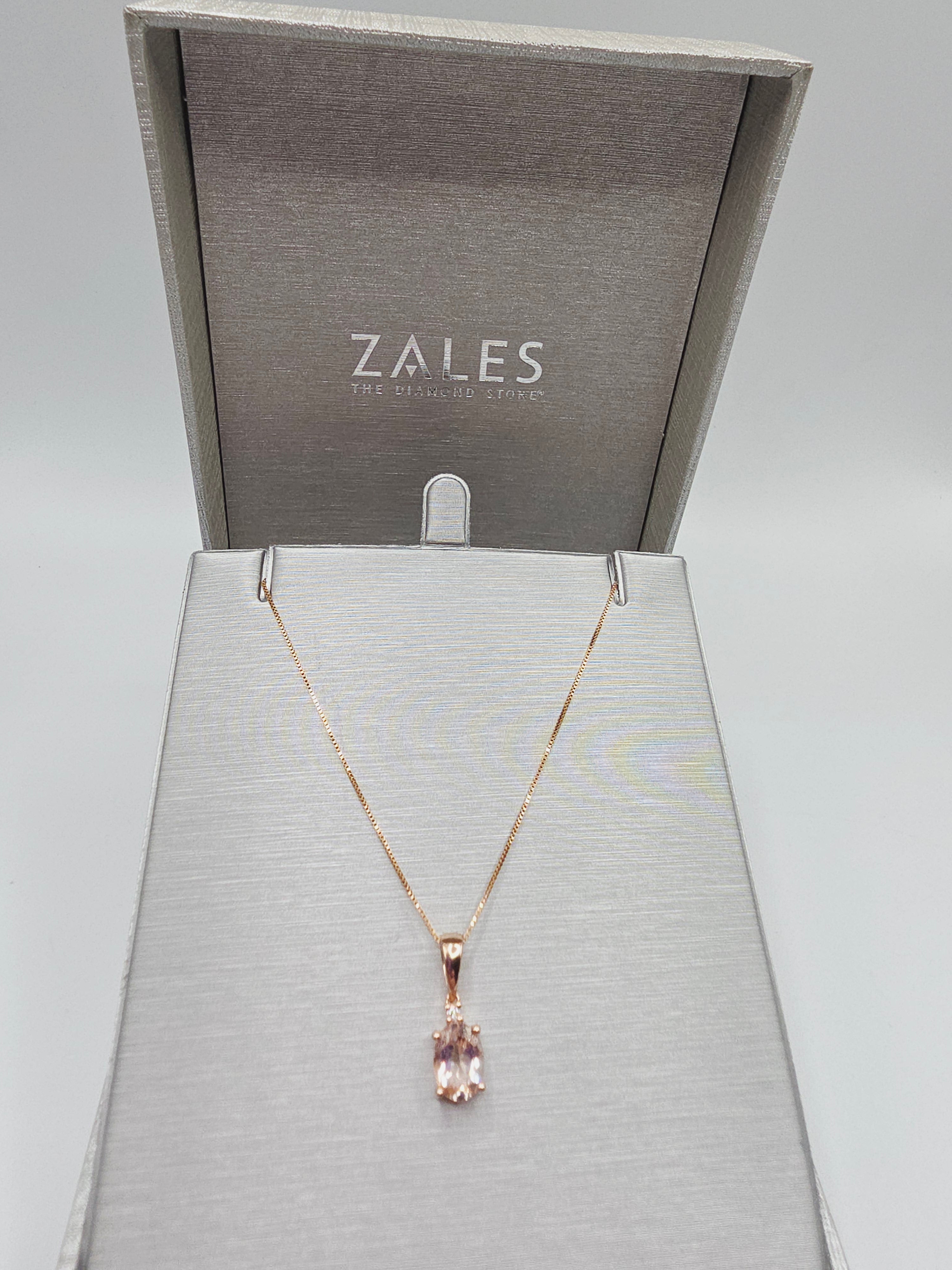 Solid 10K Yellow Gold Necklace with Morganite Pendant - 18 Inches
