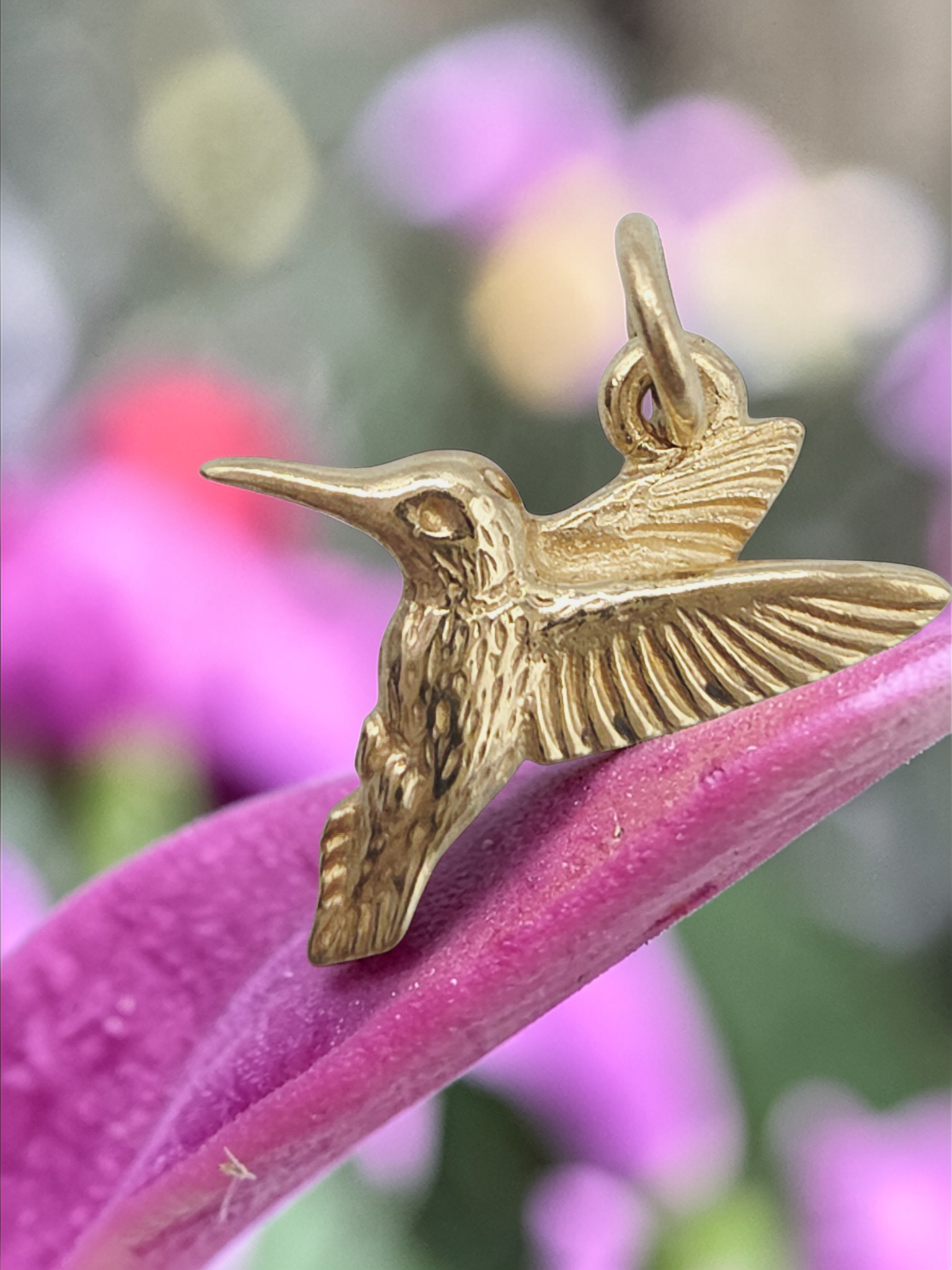 James Avery Solid 14K Yellow Gold Hummingbird Bird Charm Pendant