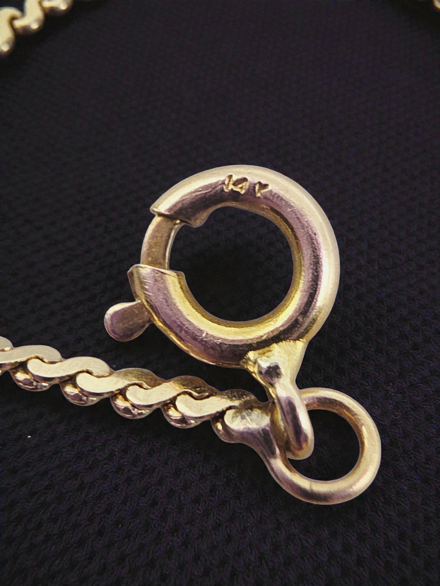 Solid 14K Gold S-Link Serpentine Chain Bracelet wtih Diamond Accent - 7 Inches