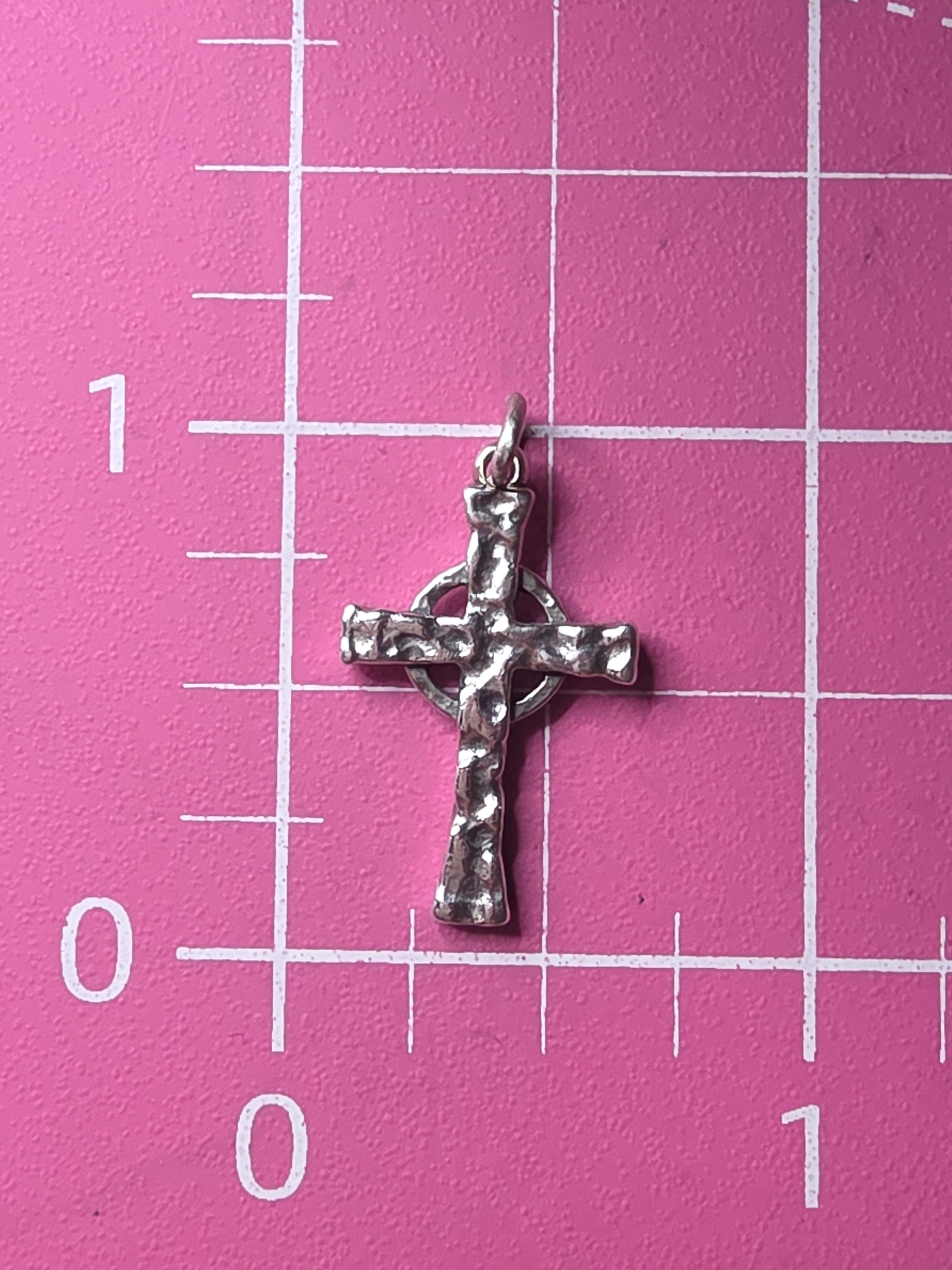 RETIRED James Avery Sterling Silver Hammered Celtic Cross Textured Charm Pendant