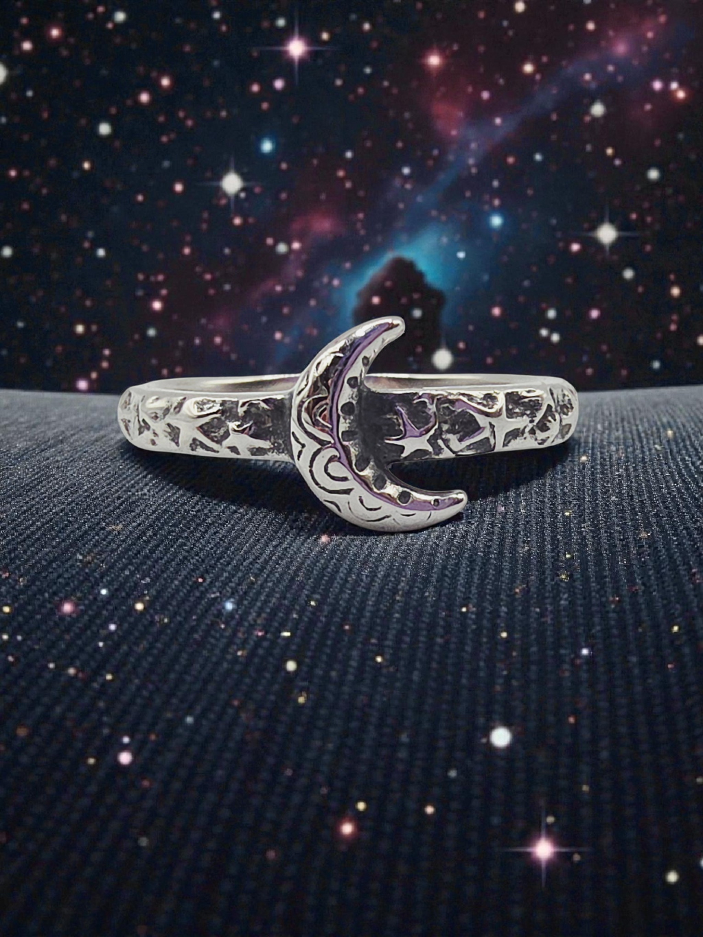 James Avery Starry Night 925 Sterling Silver Moon Ring – Size 7.5