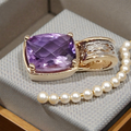 Solid 14k Gold Necklace Pendant with Cushion-Cut Amethyst