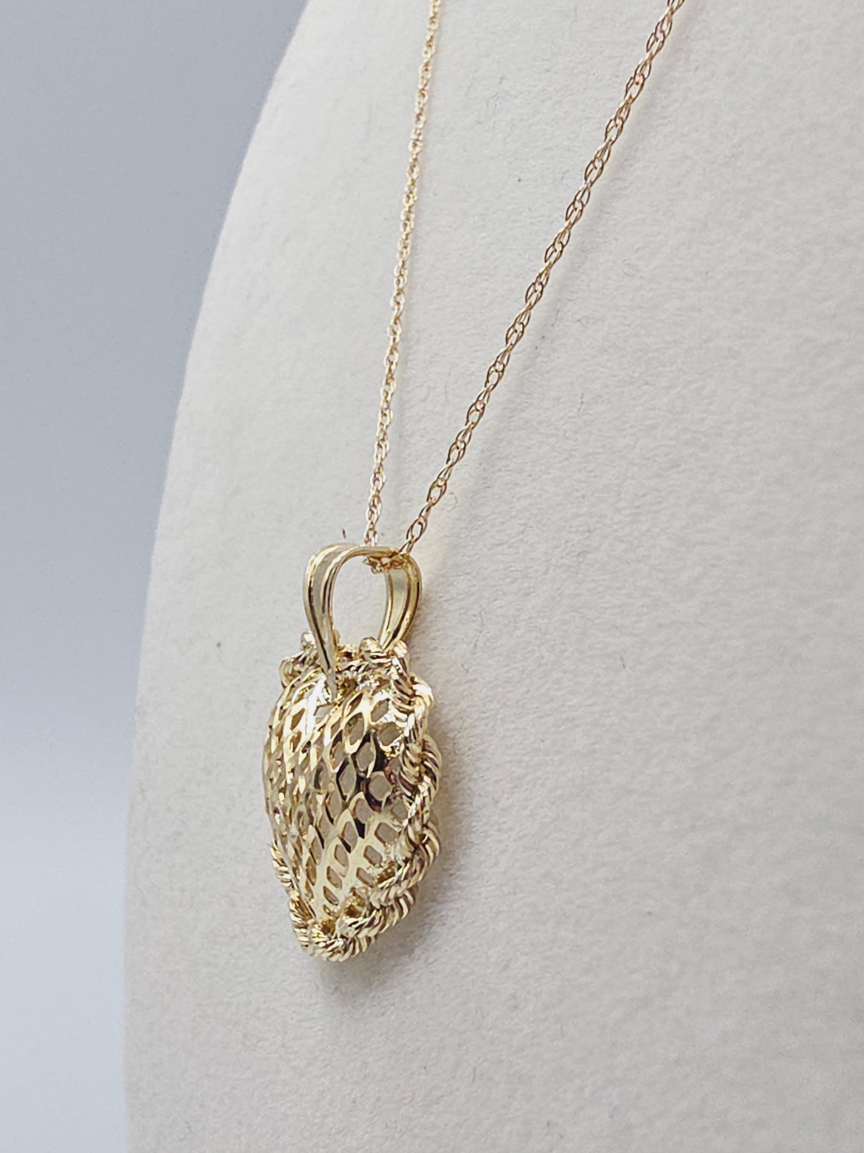 Michael Anthony Solid 14K Gold Filigree Heart Pendant Necklace - 18 Inches