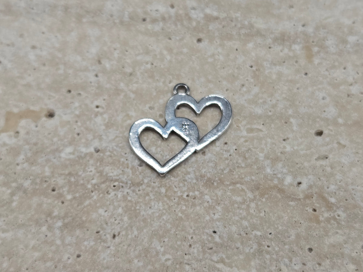 RETIRED James Avery 925 Sterling Silver Cupid Double Open Hearts Charm Pendant