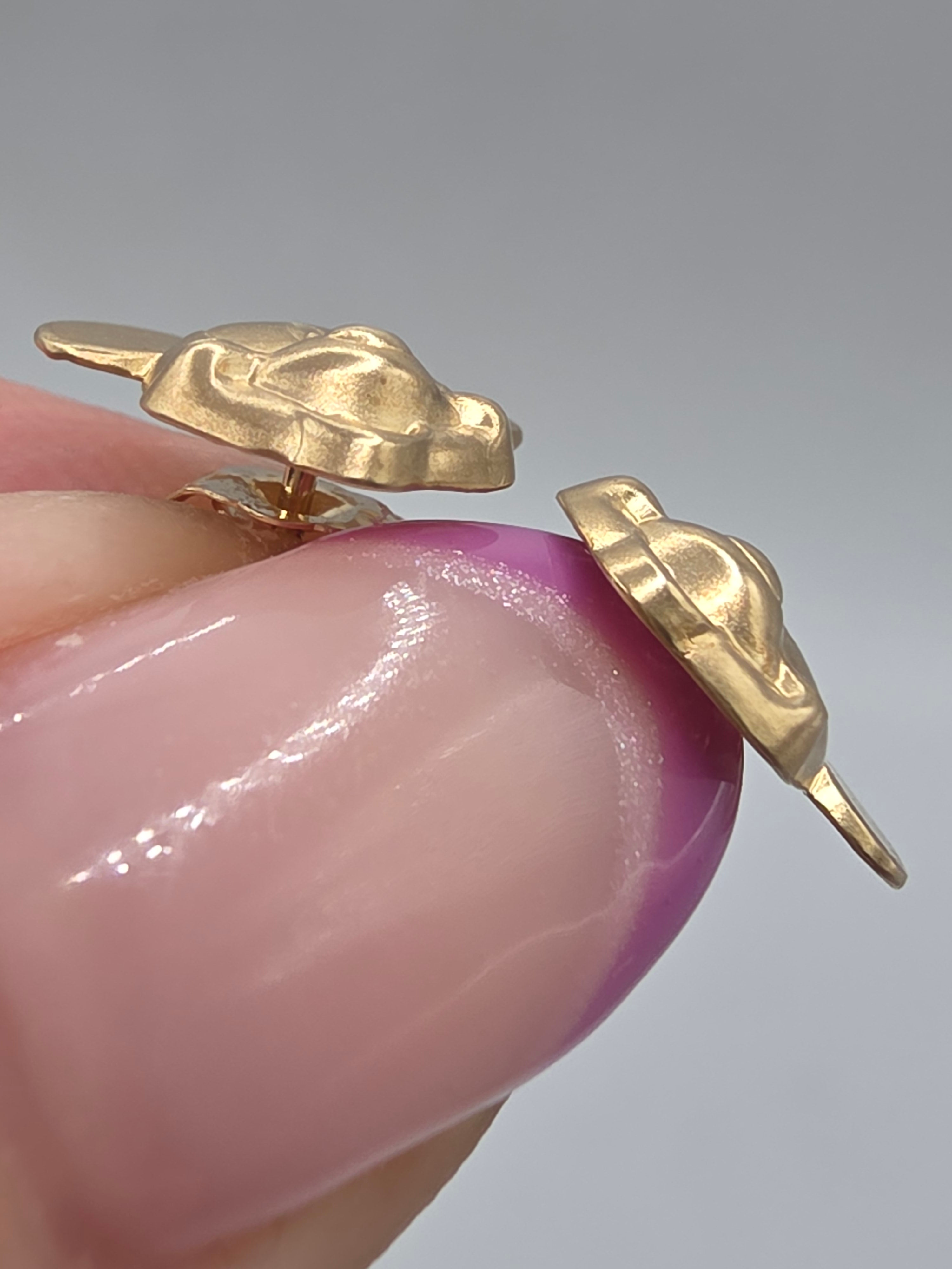 Disney Van Dell Mickey Mouse Solid 14K Yellow Gold Stud Earrings Original Box