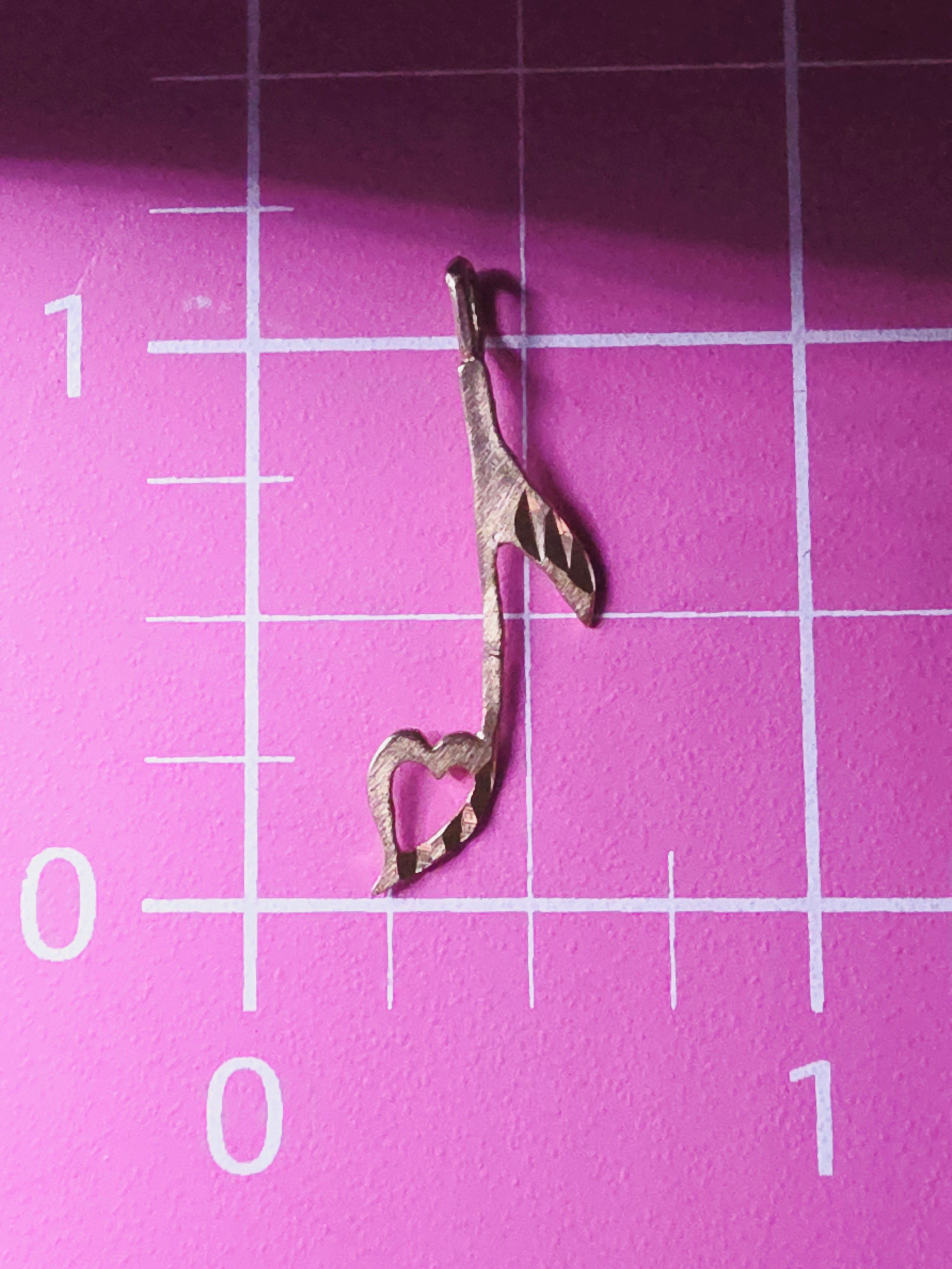 Michael Anthony Solid 14K Yellow Gold Music Note with Heart Necklace Pendant