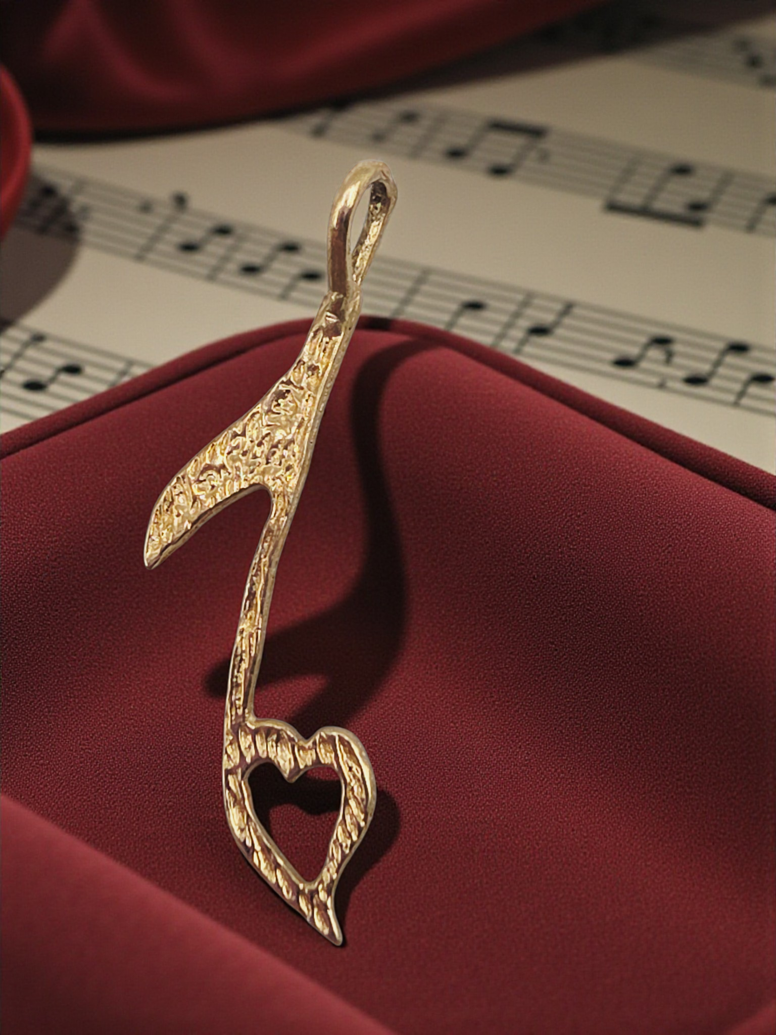 Michael Anthony Solid 14K Yellow Gold Music Note with Heart Necklace Pendant