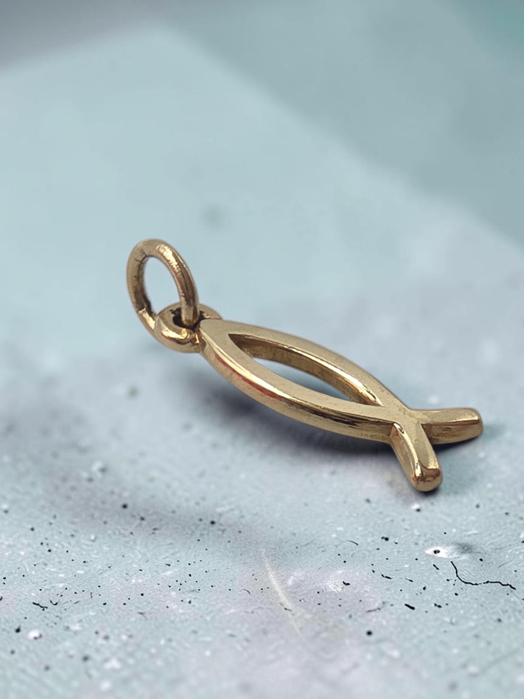 RETIRED James Avery Solid 14K Gold Ichthus Fish Charm Pendant - Uncut with Box