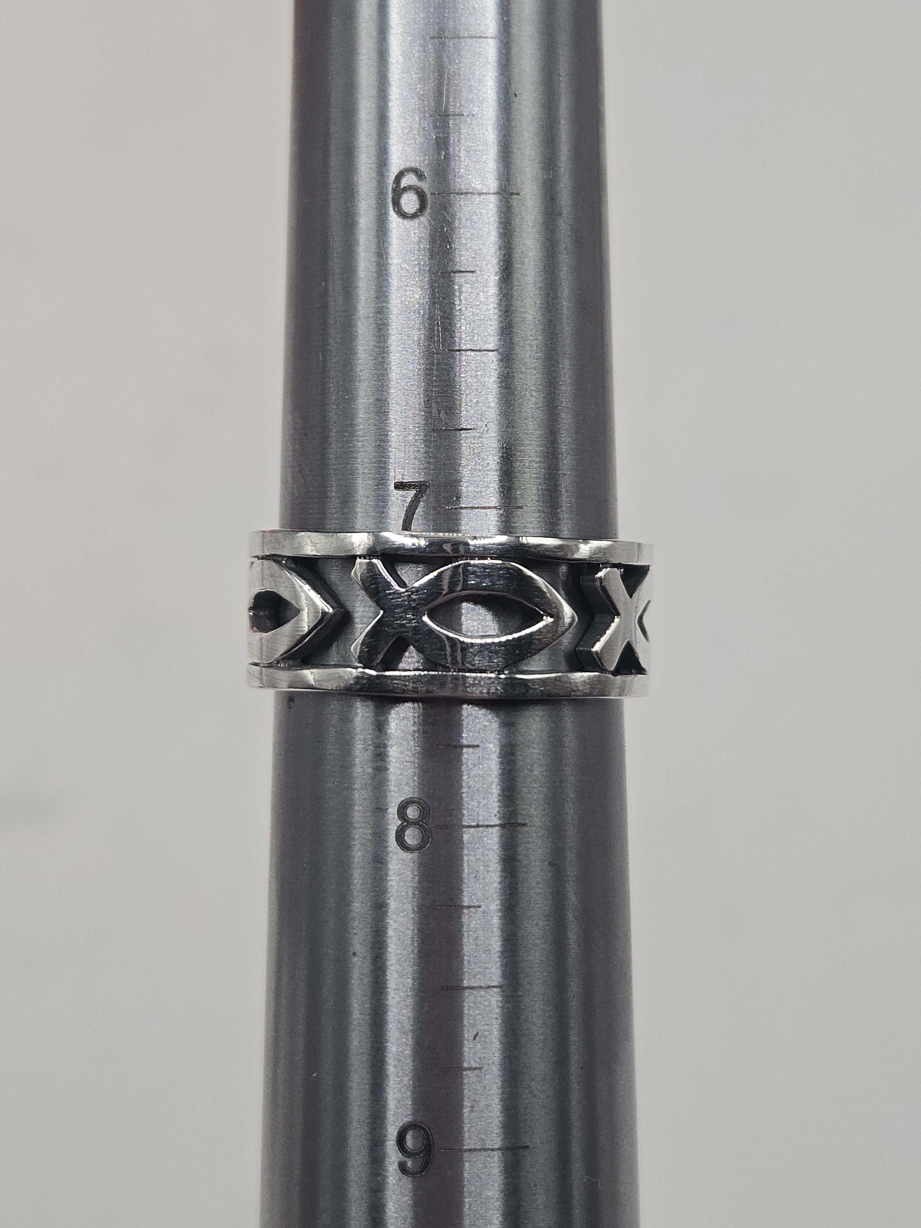 RETIRED James Avery Sterling Silver Ichthus Eternity Ring - Size 7.5