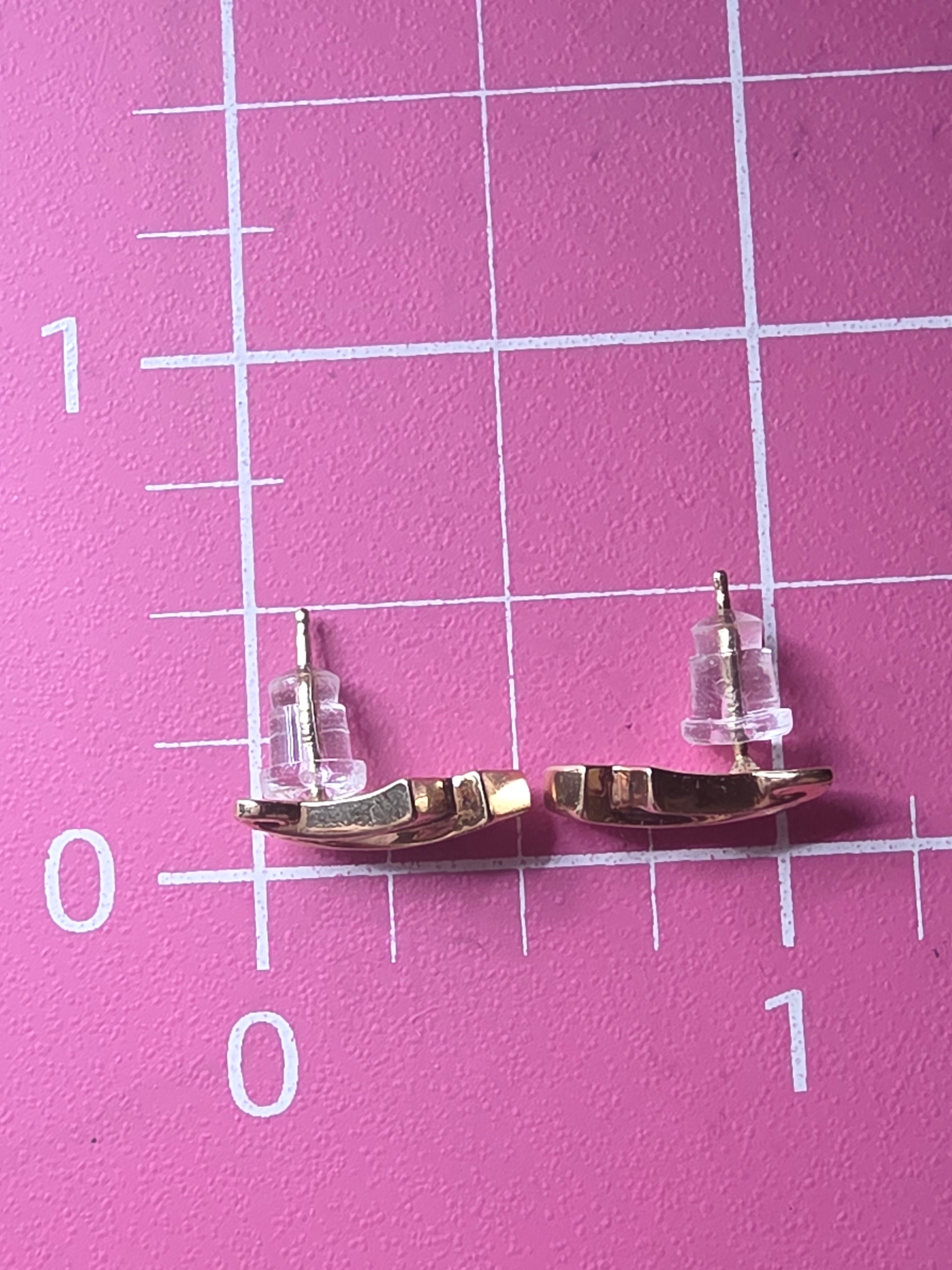 Solid 10K Yellow Gold Round & Baguette Diamond Swirl Stud Earrings