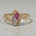 Town & Country Solid 14K Yellow Gold Ring with Ruby and Diamonds – Size 7.25