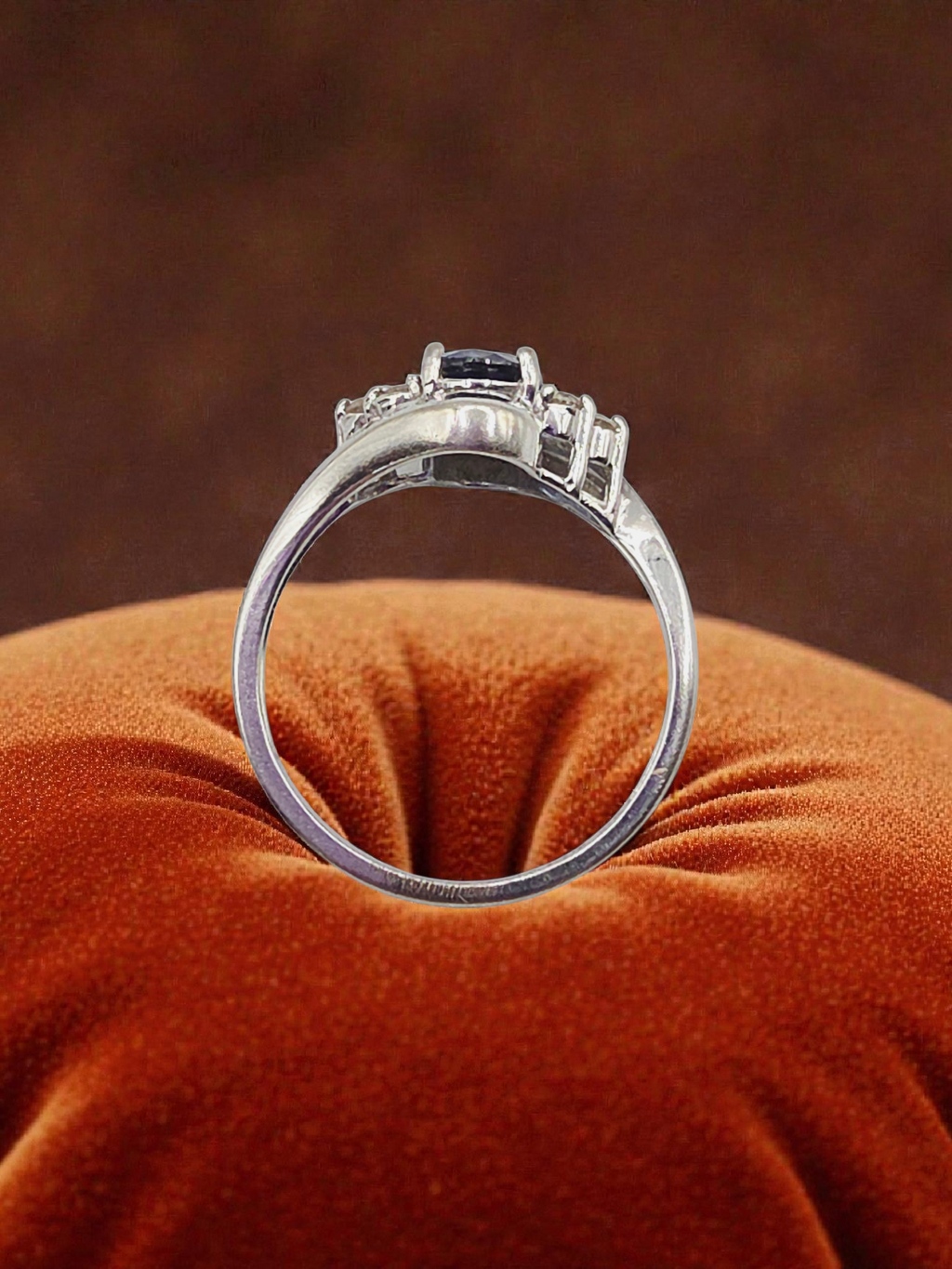 RJW Solid 10K White Gold Ring with Blue Sapphire & White Topaz - Size 6.5