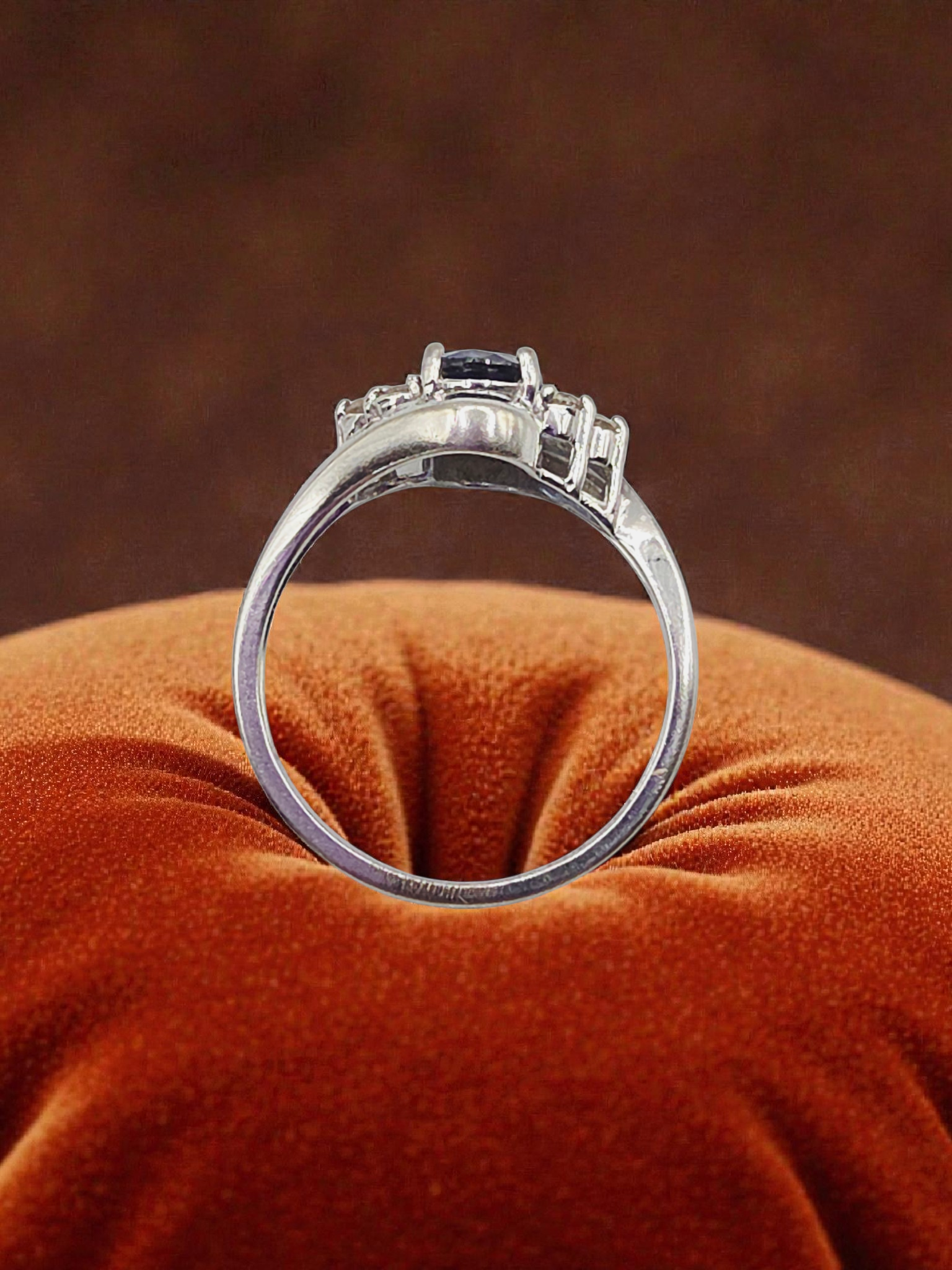 RJW Solid 10K White Gold Ring with Blue Sapphire & White Topaz - Size 6.5