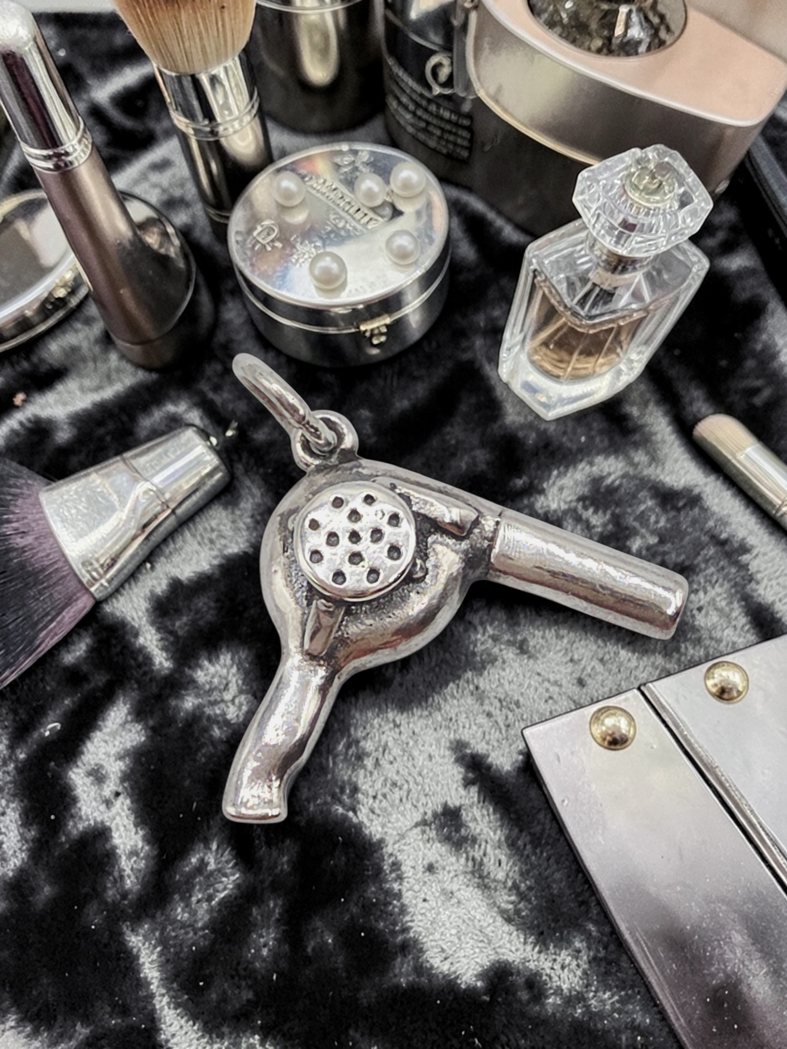 RETIRED James Avery Hair Blow Dryer 925 Sterling Silver Charm Pendant