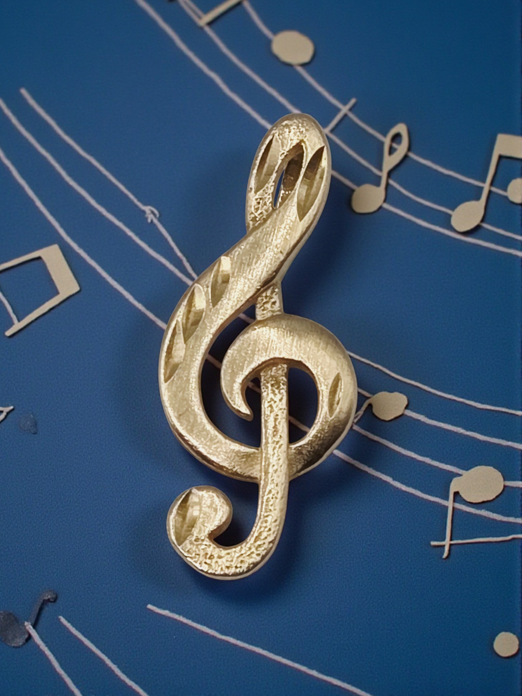 Michael Anthony Solid 14K Yellow Gold Treble Clef Necklace Music Pendant