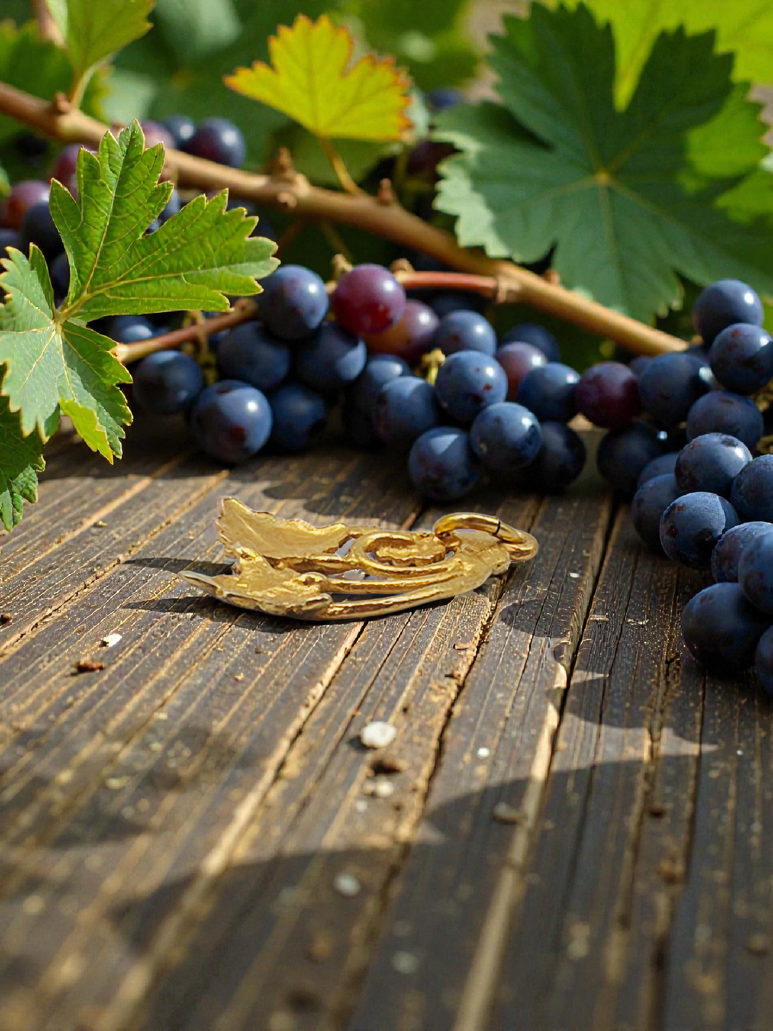 Black Hills Gold Solid 10K Tri-Color Grape & Leaf Necklace Pendant