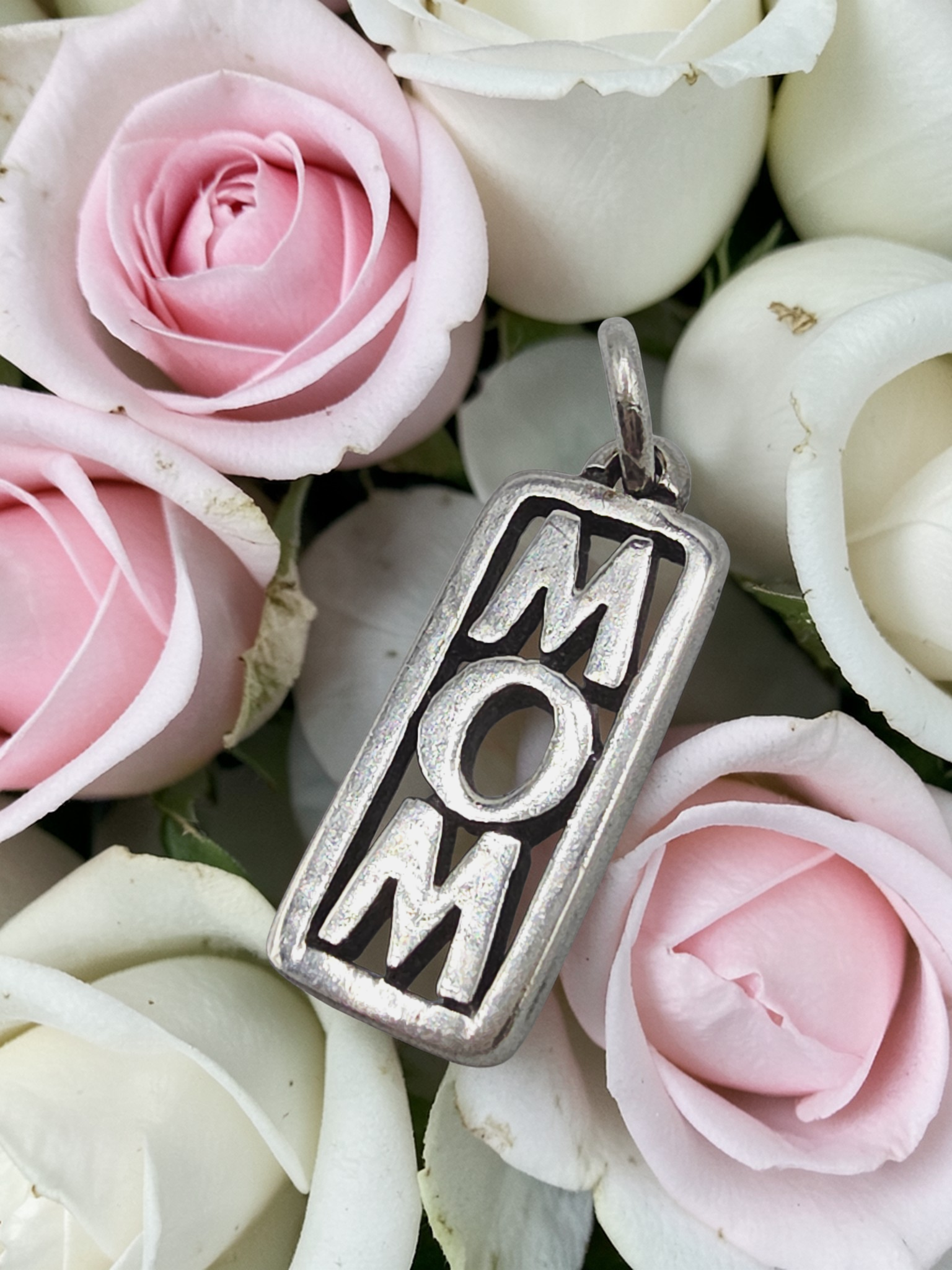 RETIRED James Avery Mom 925 Sterling Silver Charm Pendant - Uncut Loop