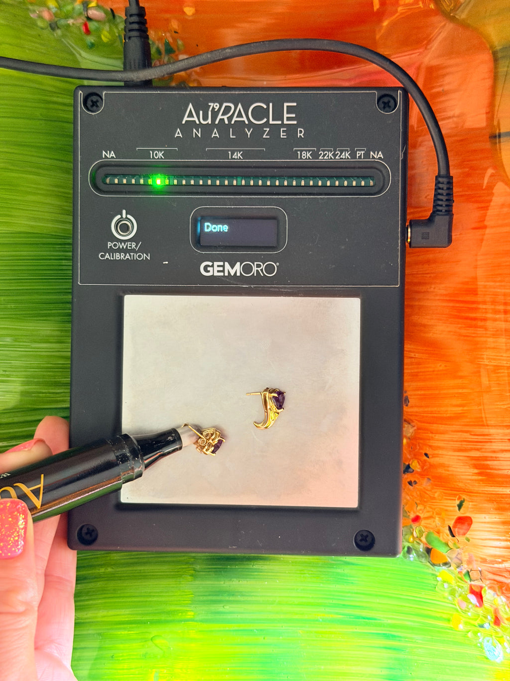 Solid 10K Yellow Gold Stud Earrings with Heart Cut Amethysts