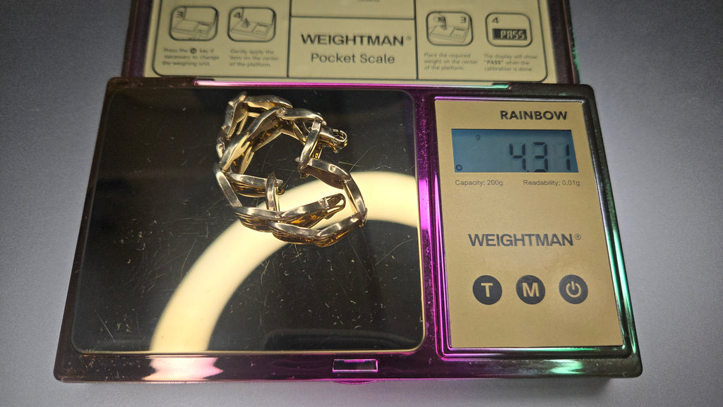 Solid 10K Yellow Gold Bracelet with Unique Hollow Links 7.25" Turkey