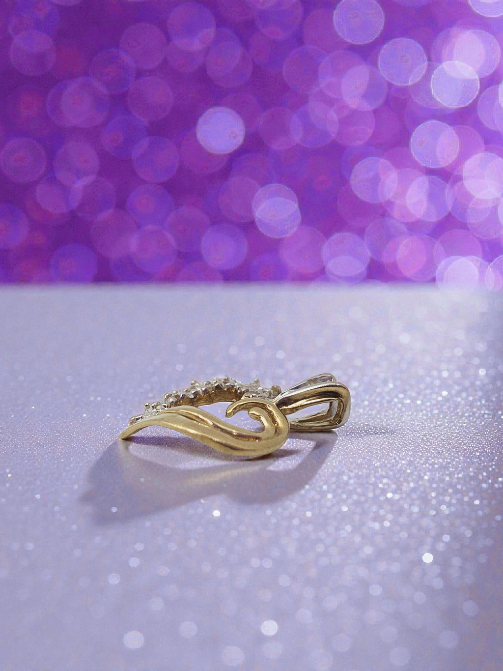 Solid 10K Yellow Gold Diamond Heart Necklace Pendant