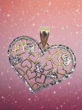 Michael Anthony Solid 14K Two-Tone Gold Filigree Heart Necklace Pendant
