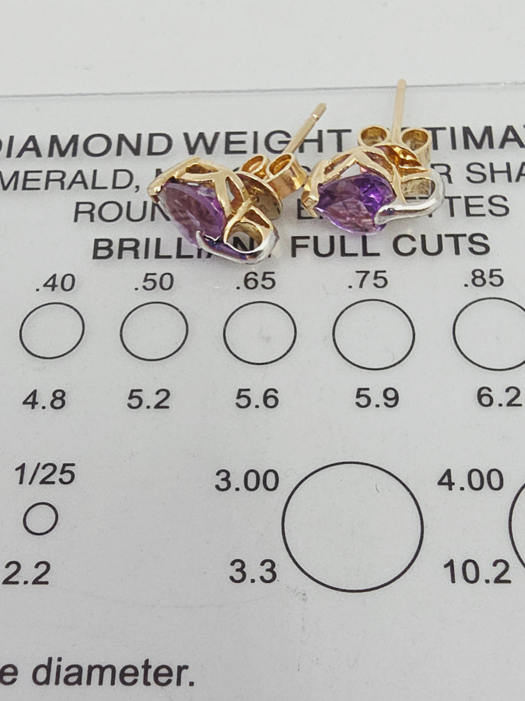 Solid 10 Two-Tone Gold Stud Earrings with Heart-Cut Amethyst