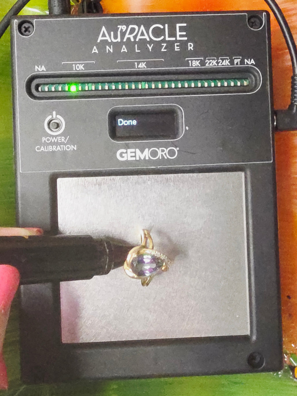 Solid 10K Yellow Gold Ring with Pear Cut Mystic Topaz and Diamond Accents Size 9