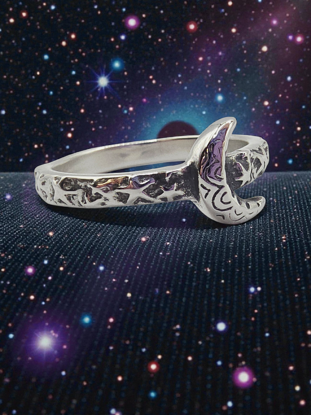James Avery Starry Night 925 Sterling Silver Moon Ring – Size 7.5