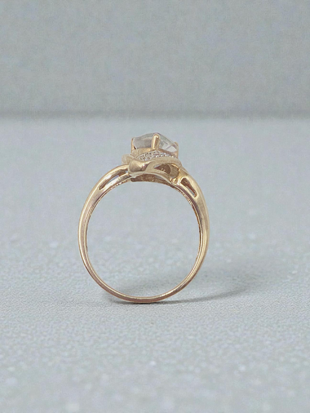 Solid 10K Yellow Gold Ring with Pear Cut Mystic Topaz and Diamond Accents Size 9